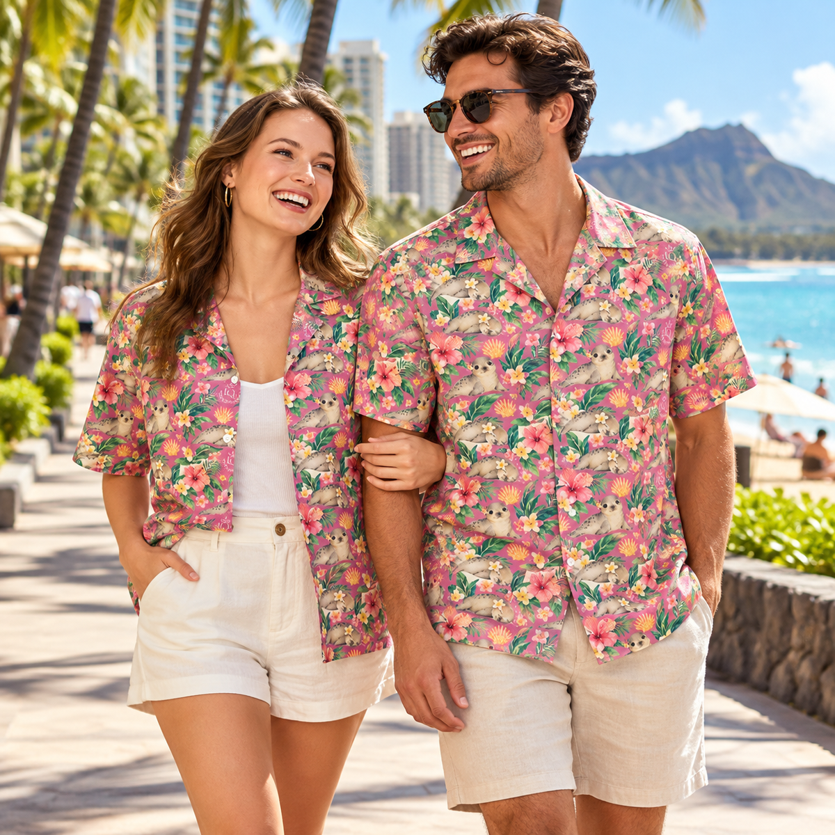 Royal Pink Monk Seal Aloha Shirt