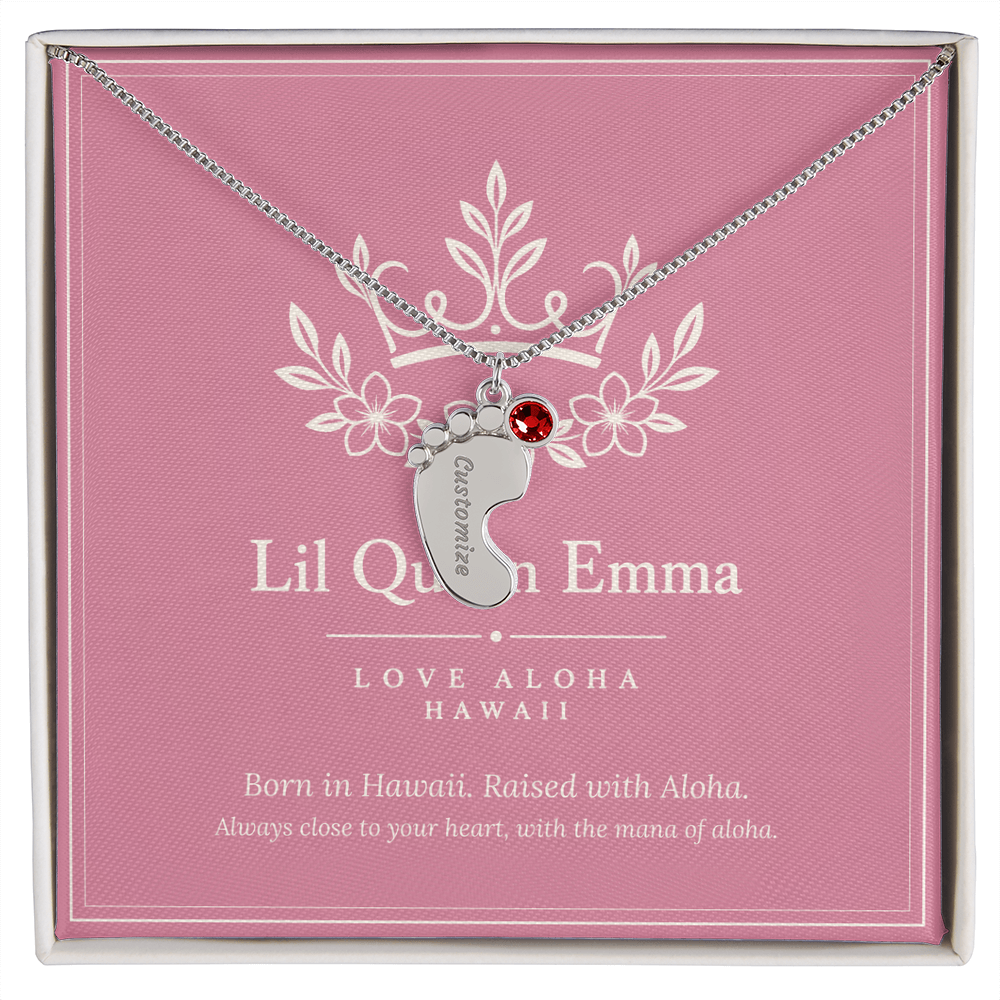 Lil Queen Emma Baby Name Necklace with Birthstone