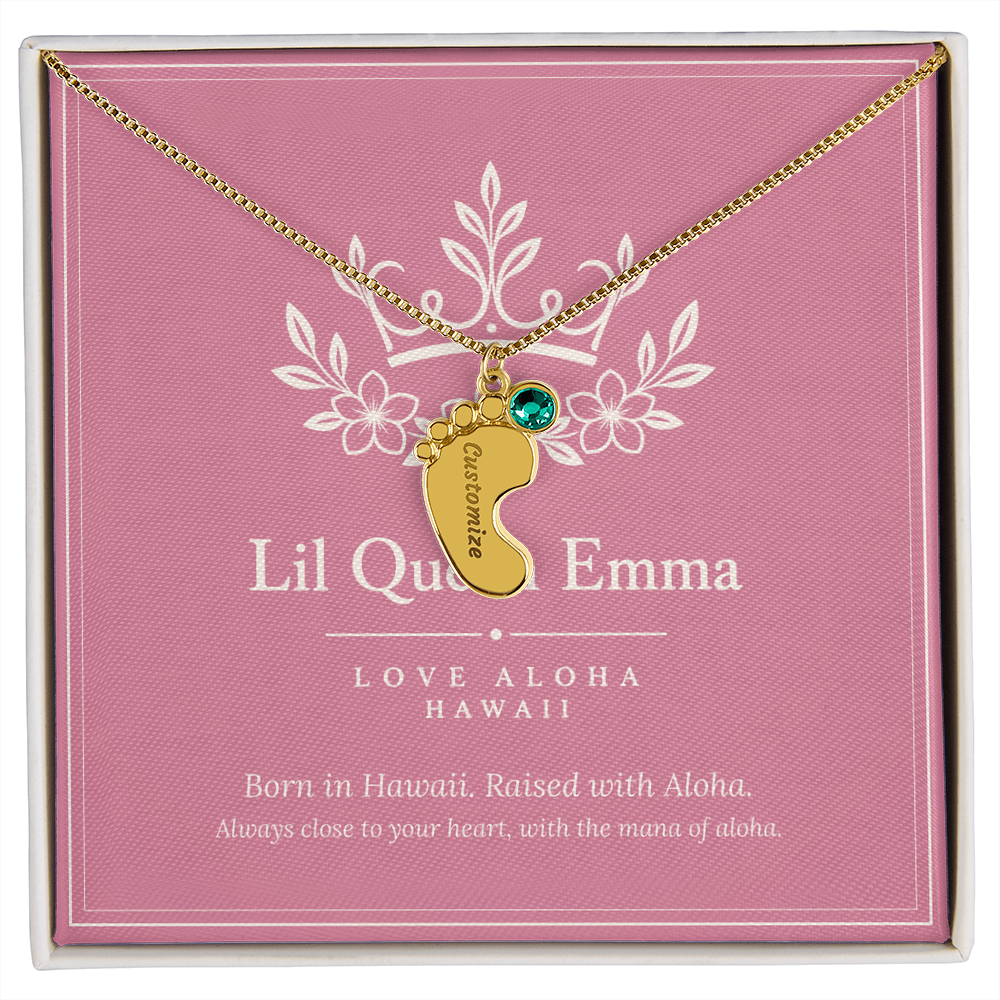 Lil Queen Emma Baby Name Necklace with Birthstone