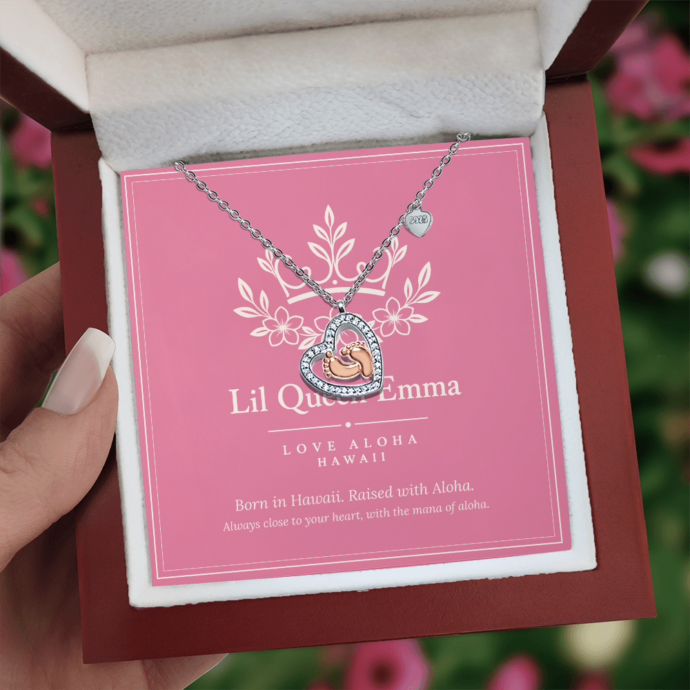 Lil Queen Emma Baby Feet Heart Necklace