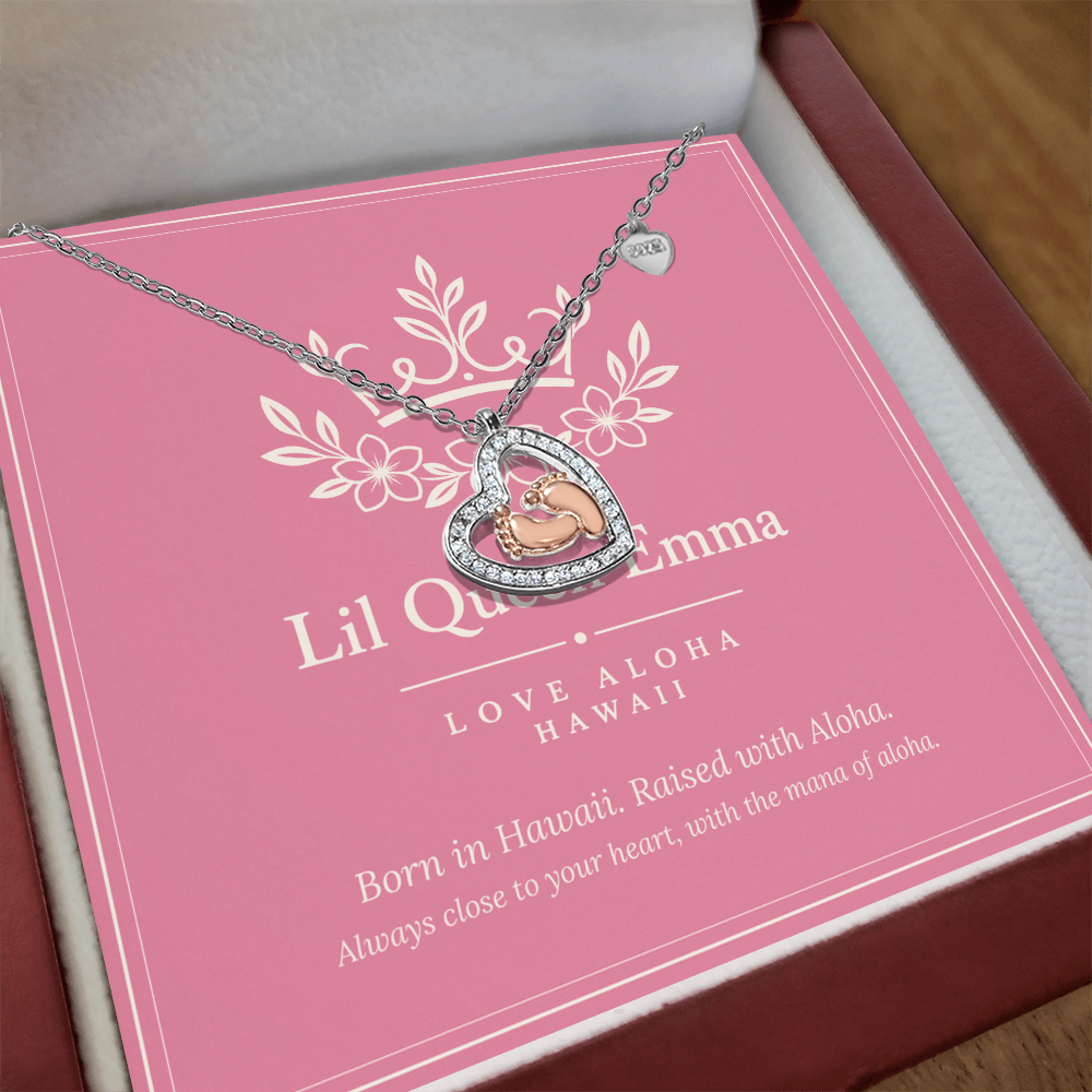 Lil Queen Emma Baby Feet Heart Necklace