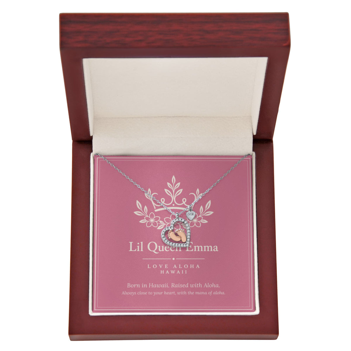 Lil Queen Emma Baby Feet Heart Necklace